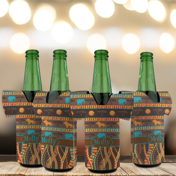 African Lions & Elephants Jersey Bottle Cooler - Set of 4 - LIFESTYLE