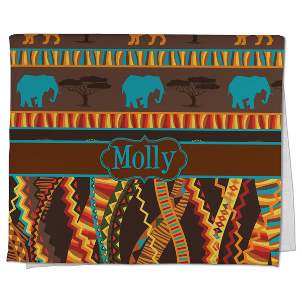 Custom African Lions & Elephants Kitchen Towel - Poly Cotton w/ Name or Text
