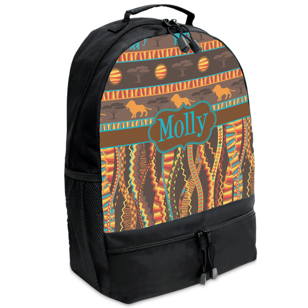 Custom African Lions & Elephants Backpacks - Black (Personalized)