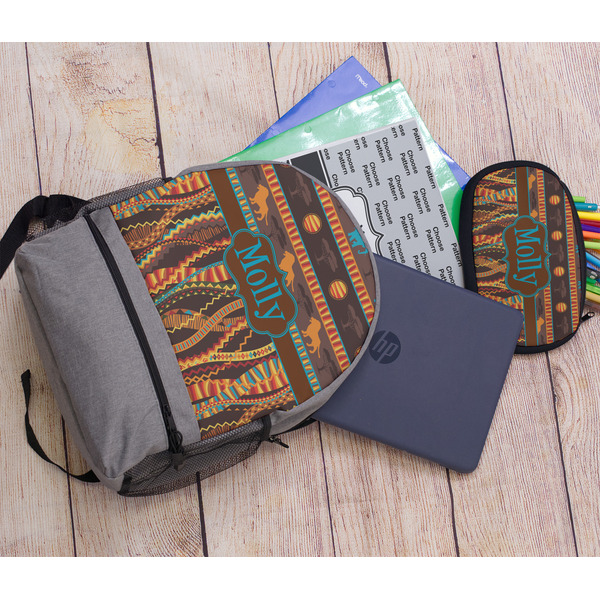 African Lions & Elephants Large Backpack - Gray - With Stuff