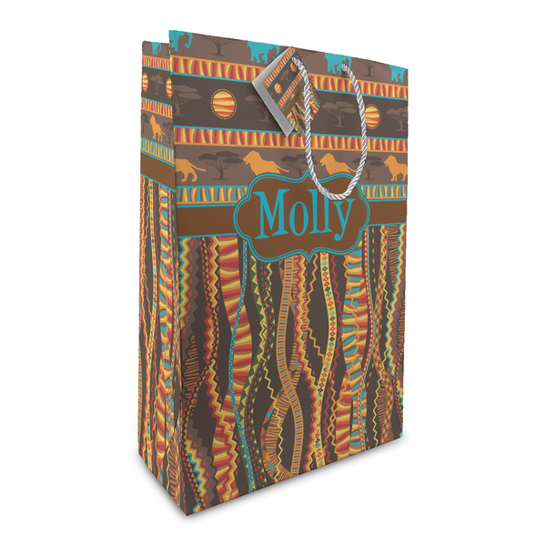 Custom African Lions & Elephants Large Gift Bag (Personalized)