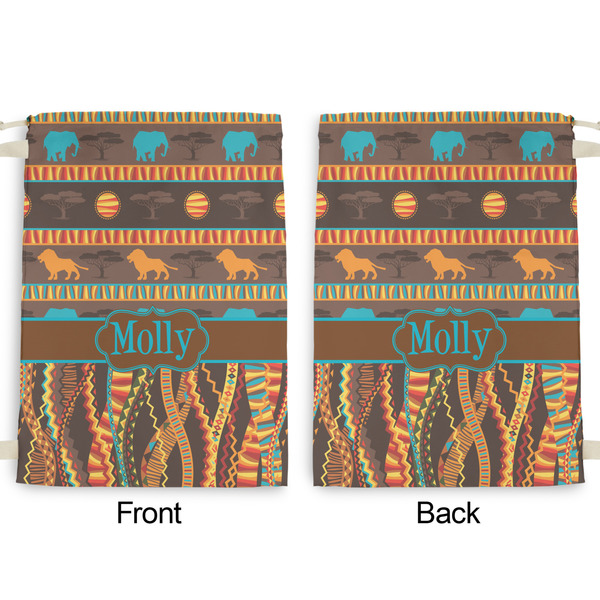 African Lions & Elephants Large Laundry Bag - Front & Back View