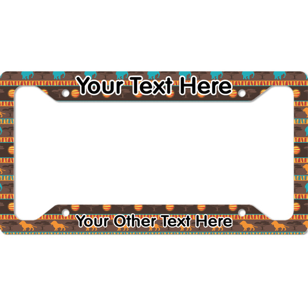 Custom African Lions & Elephants License Plate Frame - Style A (Personalized)