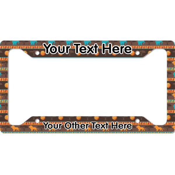 Custom African Lions & Elephants License Plate Frame - Style A (Personalized)
