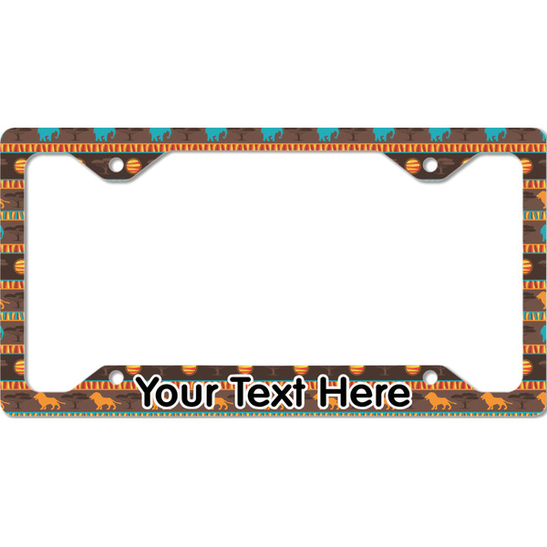Custom African Lions & Elephants License Plate Frame - Style C (Personalized)