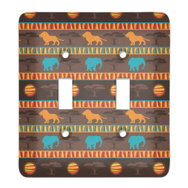 Custom African Lions & Elephants Light Switch Cover (2 Toggle Plate)