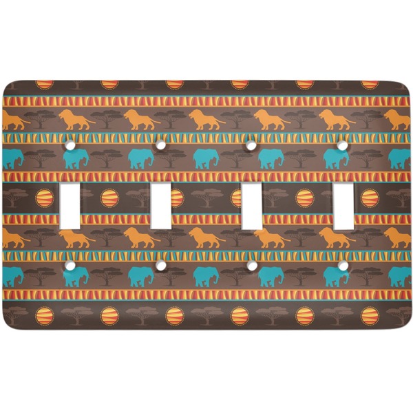Custom African Lions & Elephants Light Switch Cover (4 Toggle Plate)