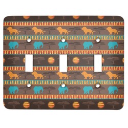 African Lions & Elephants Light Switch Cover (3 Toggle Plate)