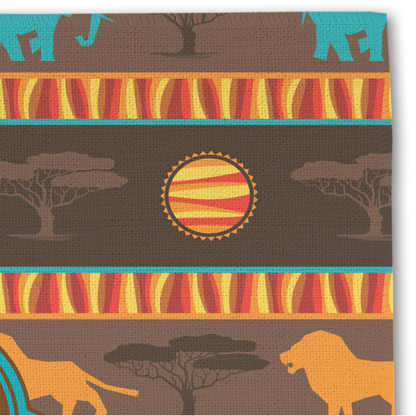African Lions & Elephants Linen Placemat - DETAIL