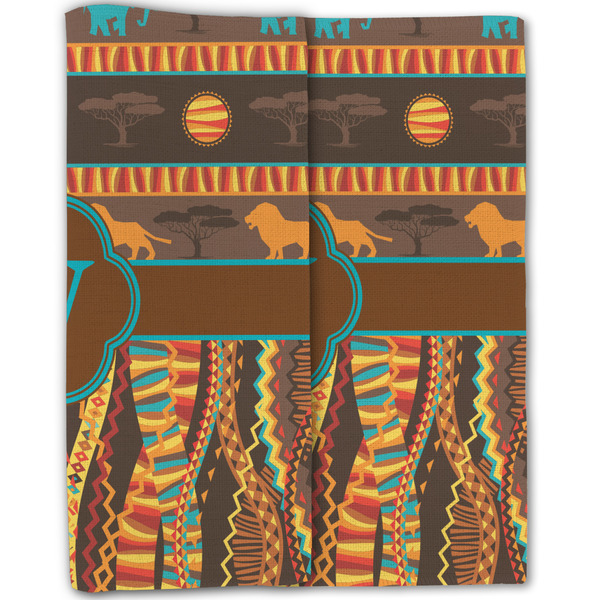 African Lions & Elephants Linen Placemat - Folded Half (double sided)