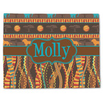 African Lions & Elephants Single-Sided Linen Placemat - Single w/ Name or Text