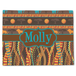 African Lions & Elephants Single-Sided Linen Placemat - Single w/ Name or Text