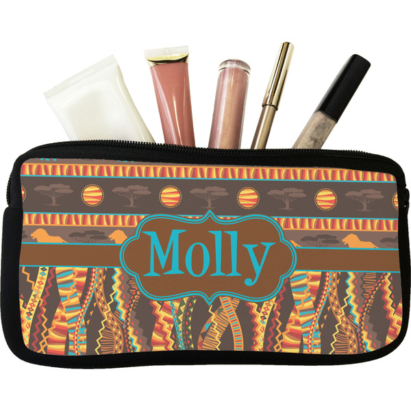 Custom African Lions & Elephants Makeup / Cosmetic Bag - Small (Personalized)