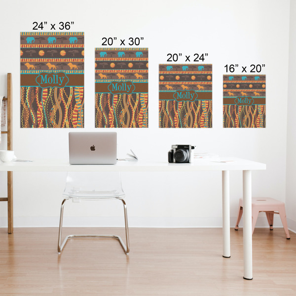 African Lions & Elephants Matte Poster - Sizes