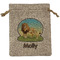 African Lions & Elephants Medium Burlap Gift Bag - Front (Personalized)