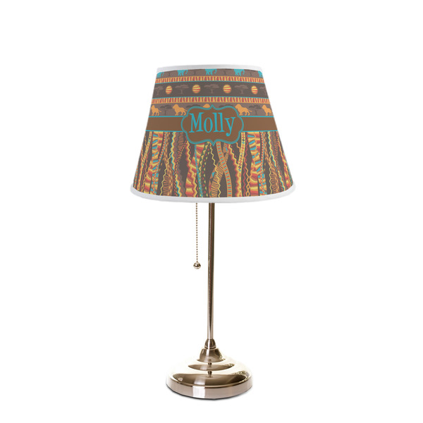 African Lions & Elephants Poly Film Empire Lampshade - On Stand