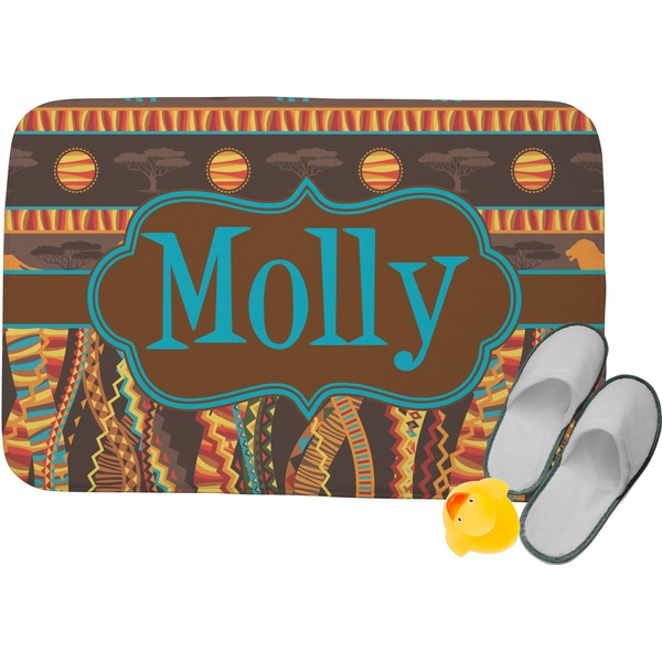 Custom African Lions & Elephants Memory Foam Bath Mat (Personalized)