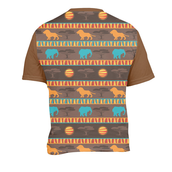 African Lions & Elephants Men's Crew Neck T Shirt Medium - Back