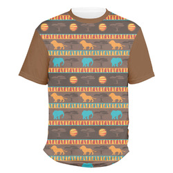 African Lions & Elephants Men's Crew T-Shirt - Large (Personalized)