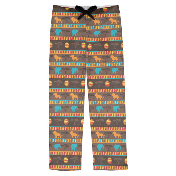 Custom African Lions & Elephants Mens Pajama Pants - L
