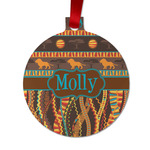 African Lions & Elephants Metal Ball Ornament - Double Sided w/ Name or Text