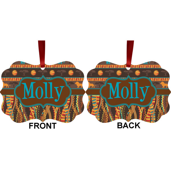 African Lions & Elephants Metal Benilux Ornament - Front and Back (APPROVAL)