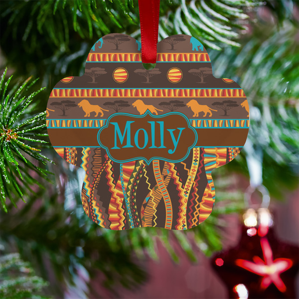 African Lions & Elephants Metal Paw Ornament - Lifestyle