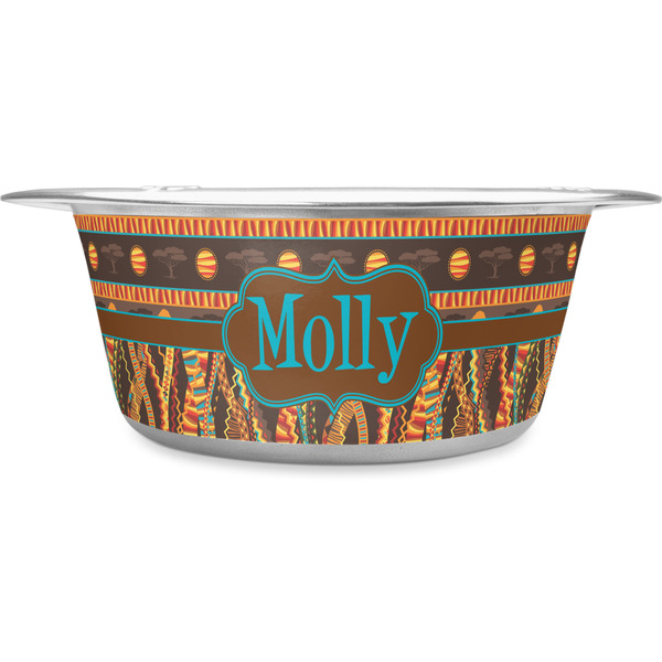 Custom African Lions & Elephants Stainless Steel Dog Bowl - Small (Personalized)