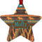 African Lions & Elephants Metal Star Ornament - Front