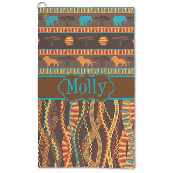 Custom African Lions & Elephants Microfiber Golf Towel - Large (Personalized)