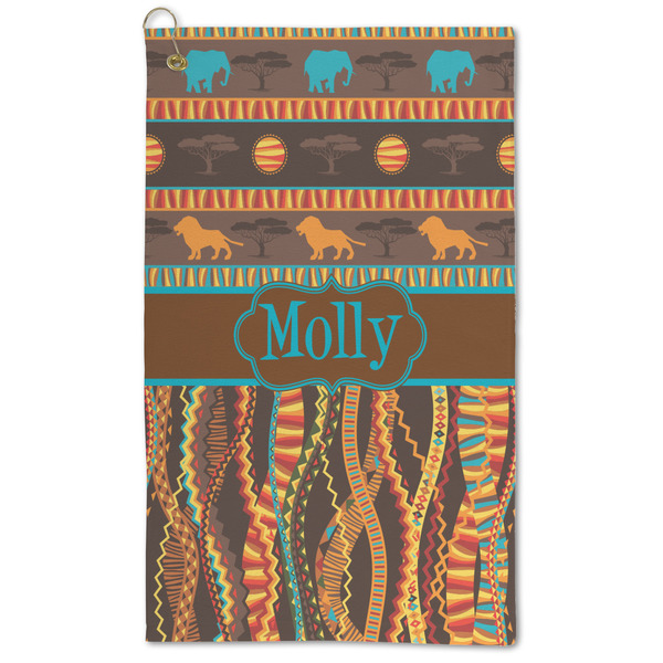 Custom African Lions & Elephants Microfiber Golf Towel (Personalized)