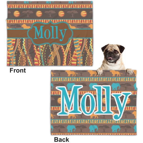 African Lions & Elephants Microfleece Dog Blanket - Regular - Front & Back