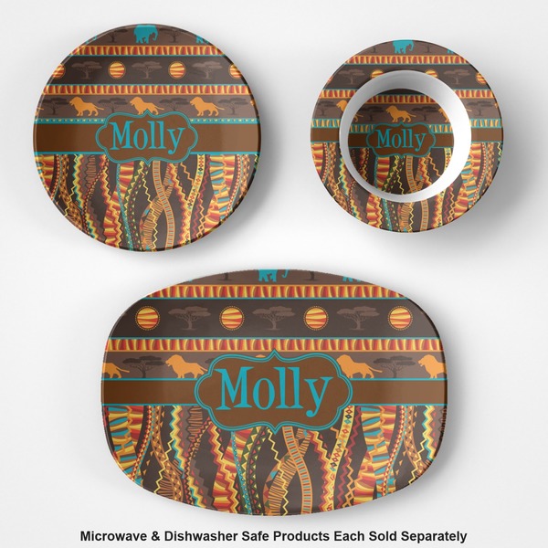 African Lions & Elephants Microwave & Dishwasher Safe CP Plastic Dishware - Group