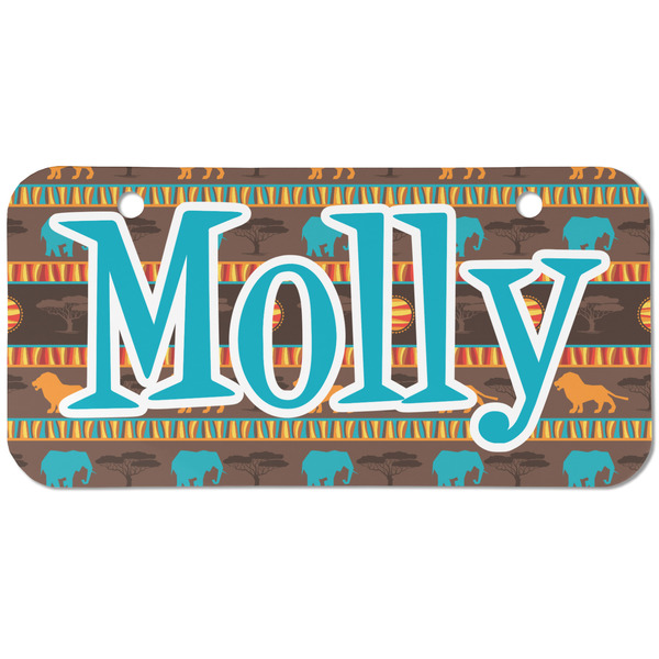 Custom African Lions & Elephants Mini/Bicycle License Plate (2 Holes) (Personalized)