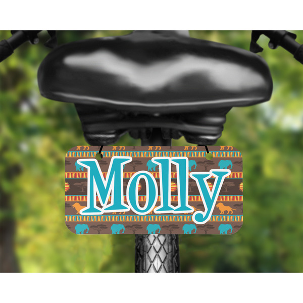 African Lions & Elephants Mini License Plate on Bicycle - LIFESTYLE Two holes