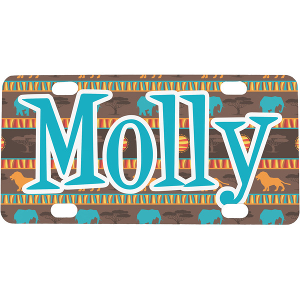 Custom African Lions & Elephants Mini / Bicycle License Plate (4 Holes) (Personalized)