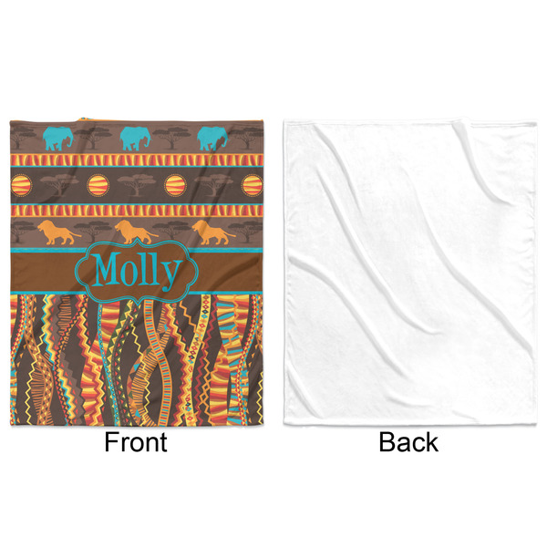 African Lions & Elephants Minky Blanket - 50"x60" - Single Sided - Front & Back