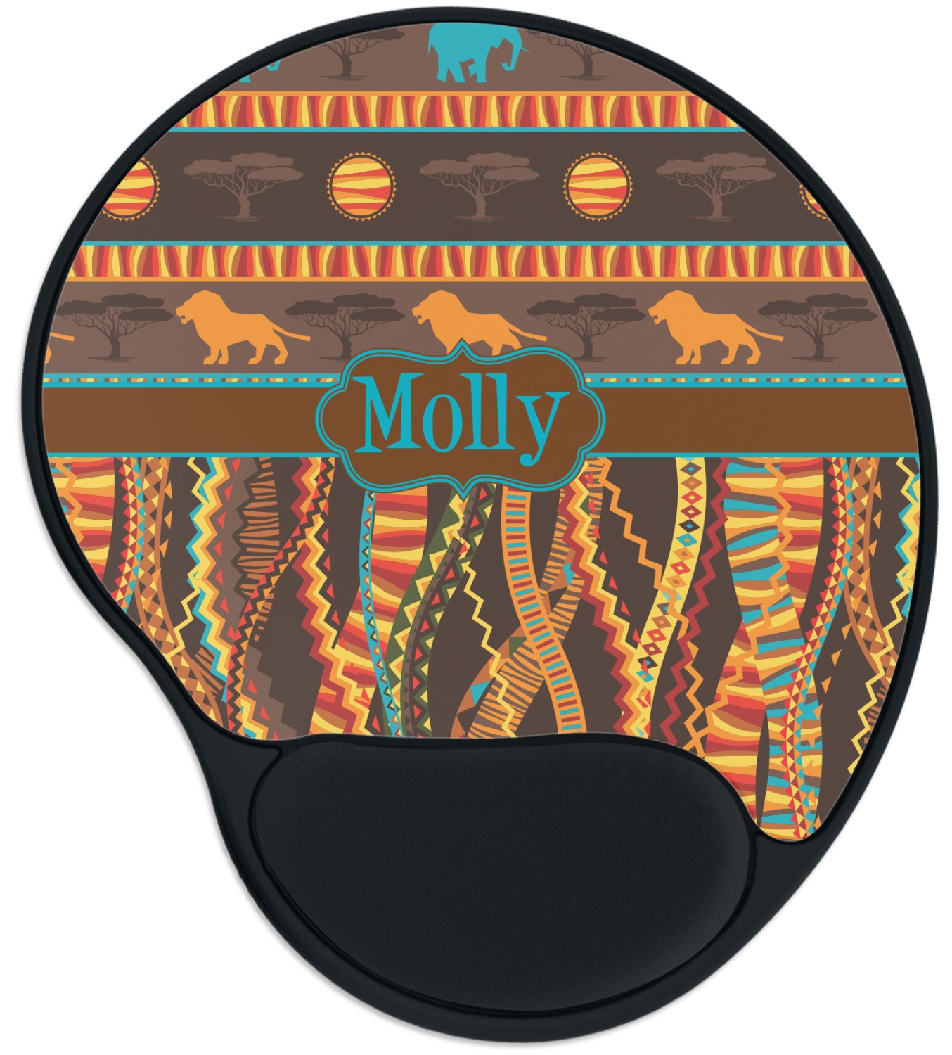 African Lions & Elephants Mouse Pad with Wrist Support YouCustomizeIt