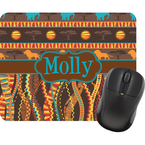 Custom African Lions & Elephants Rectangular Mouse Pad (Personalized)
