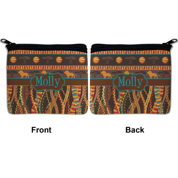 African Lions & Elephants Neoprene Coin Purse - Front & Back (APPROVAL)