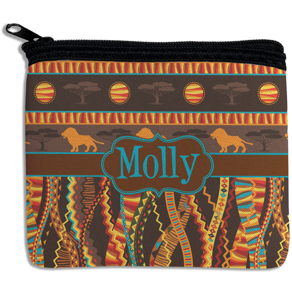 Custom African Lions & Elephants Rectangular Coin Purse (Personalized)