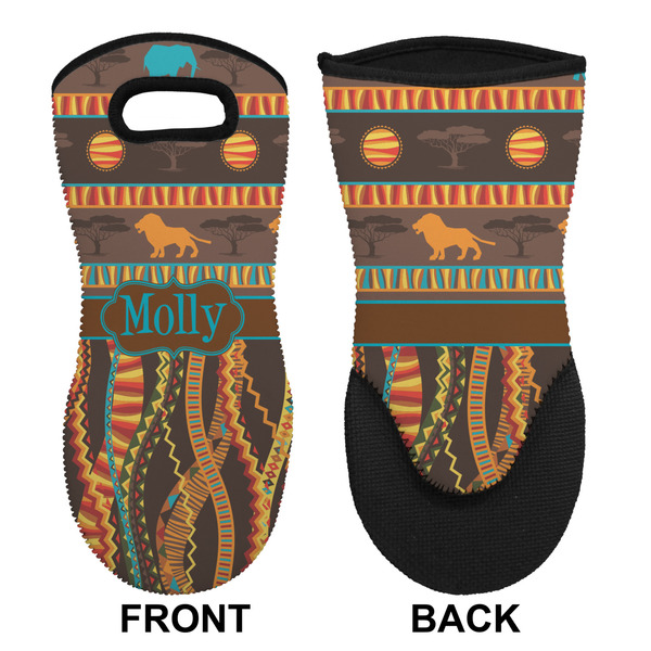 African Lions & Elephants Neoprene Oven Mitt (Front & Back)