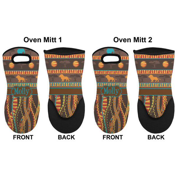 African Lions & Elephants Neoprene Oven Mitt - Set of 2 - Approval