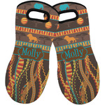 African Lions & Elephants Neoprene Oven Mitts - Set of 2 w/ Name or Text