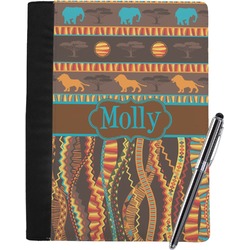 African Lions & Elephants Notebook Padfolio - Large w/ Name or Text