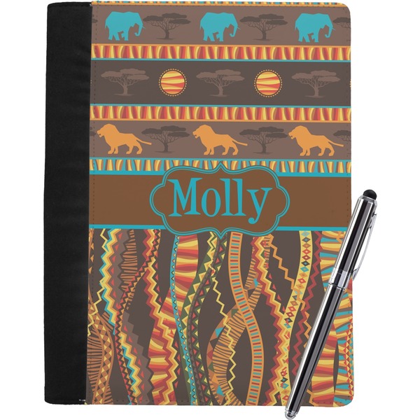 Custom African Lions & Elephants Notebook Padfolio - Large w/ Name or Text