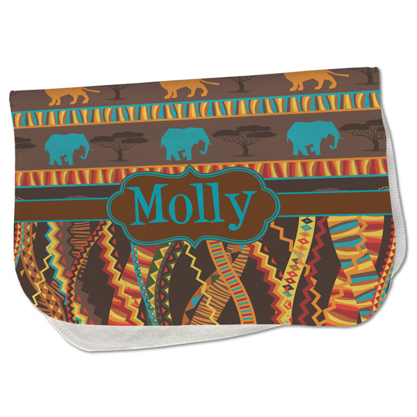 Custom African Lions & Elephants Burp Cloth - Fleece w/ Name or Text