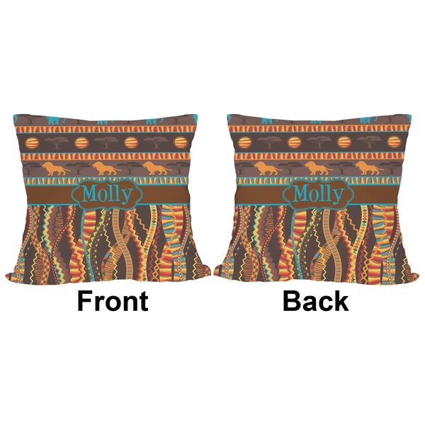 African Lions & Elephants Outdoor Pillow - 18x18