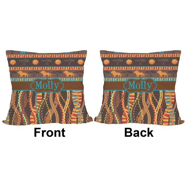 African Lions & Elephants Outdoor Pillow - 20x20