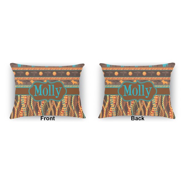 African Lions & Elephants  Outdoor Rectangular Throw Pillow (Front and Back)